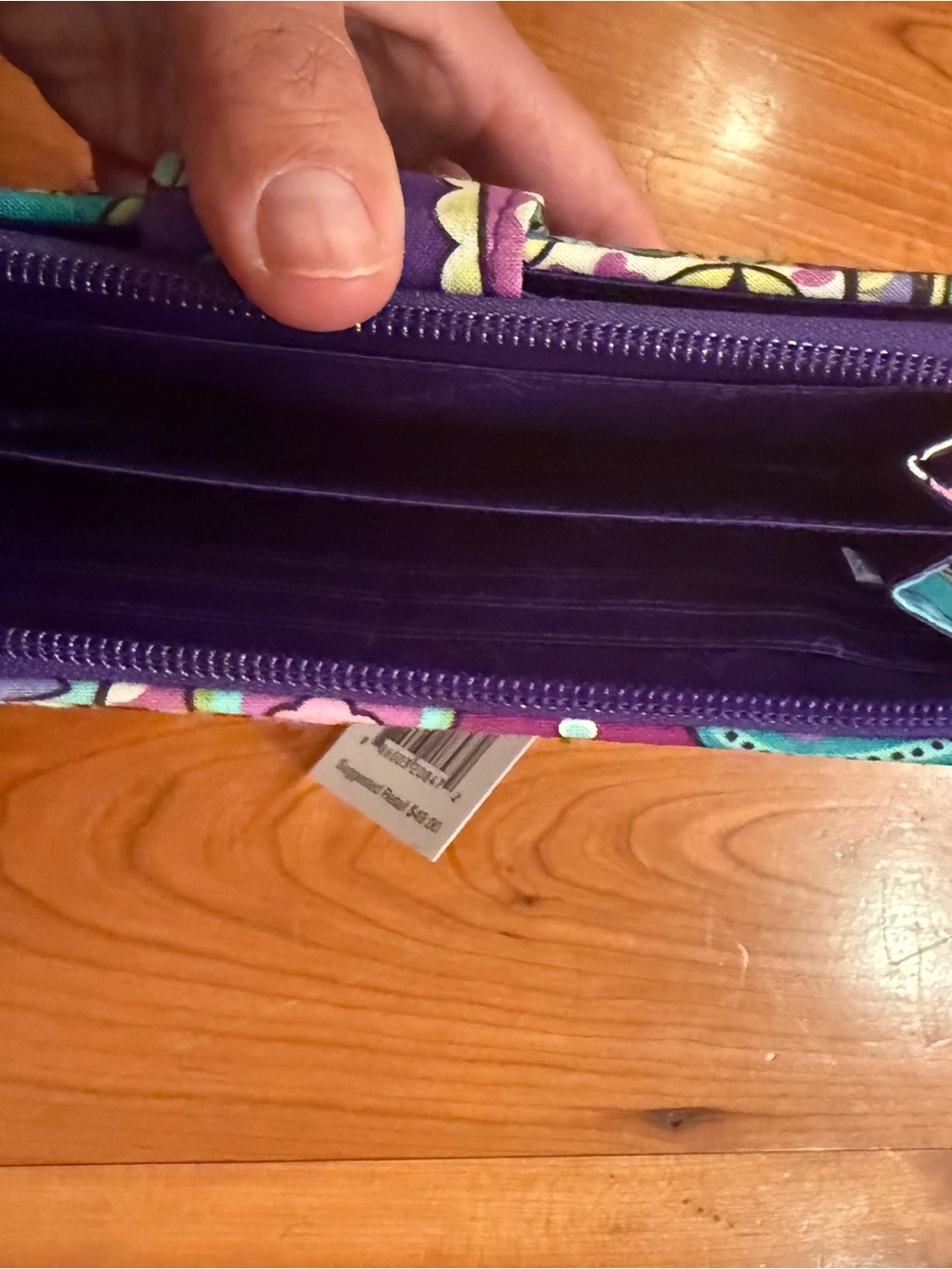 Vera Bradley Purple Paisley Floral Quilted Wallet with Teal Accents - Picture 4 of 4